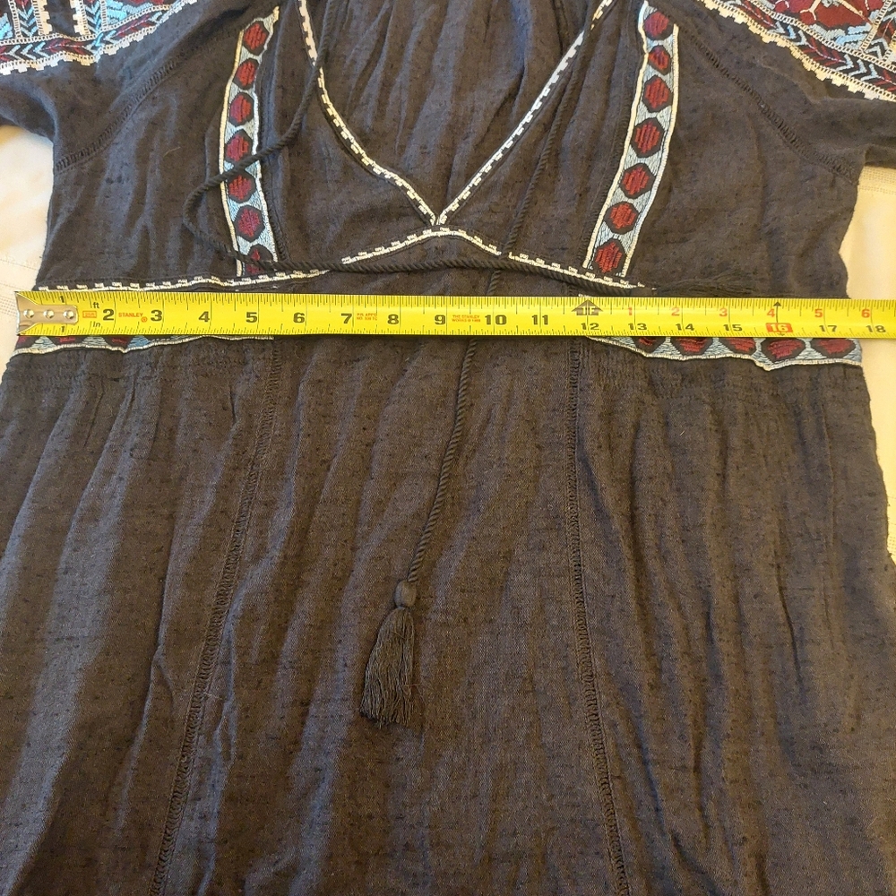 Free People Boho All My Life Navy Burgundy Embrorded Mini Dress. XS - Picture 14 of 15